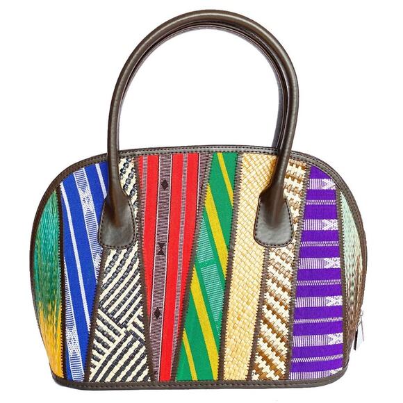 Handcrafted Handbags - NWOT Women's Multicolor Ethnic Handwoven Handmade Dome Satchel Handbag